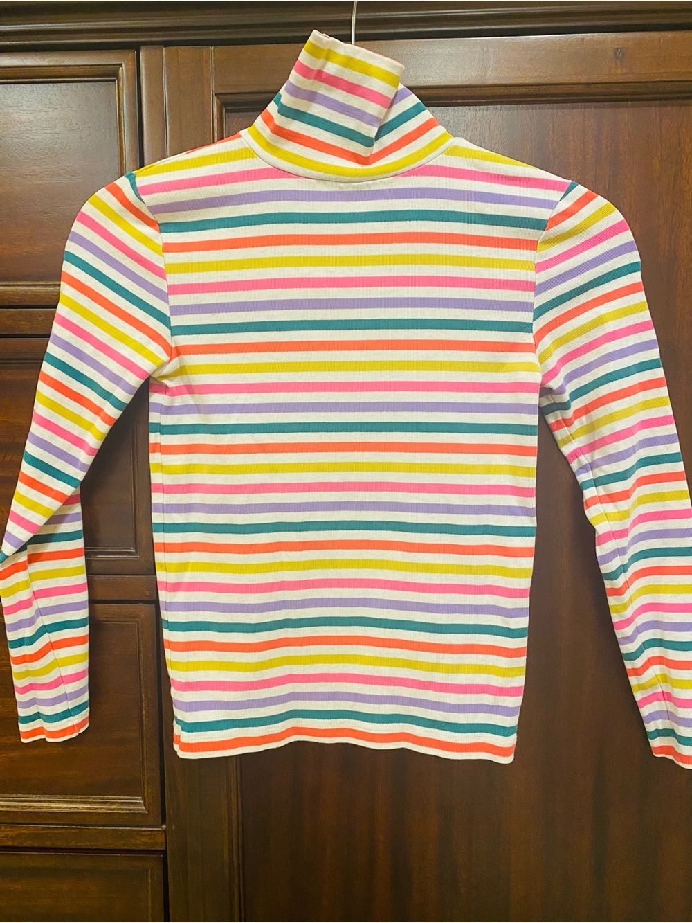 Mini Boden Girls' Rainbow Stripe Turtleneck Top